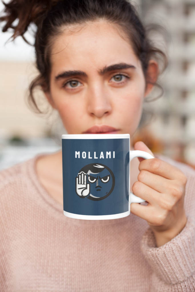 tazza divertente mollami colore blu